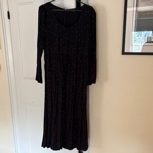 Madewell Black Long Sleeve Dress with White Dots